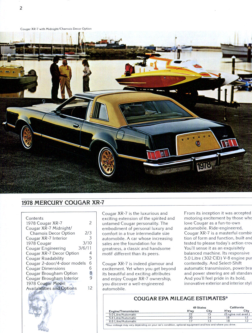 1978 Mercury Cougar Brochure Page 3